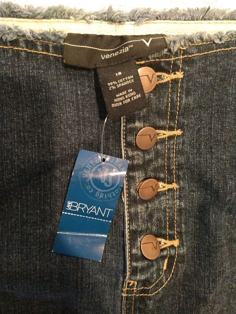 NWT Vtg Lane Bryant Venezia Y2K Plus Size Cotton Denim Mini Skirt Raw Ham S 18 - Picture 5 of 6